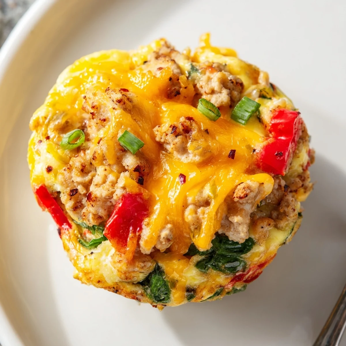 Meal-prep Turkey Sausage Egg Muffins firm, fluffy centers with browned edges