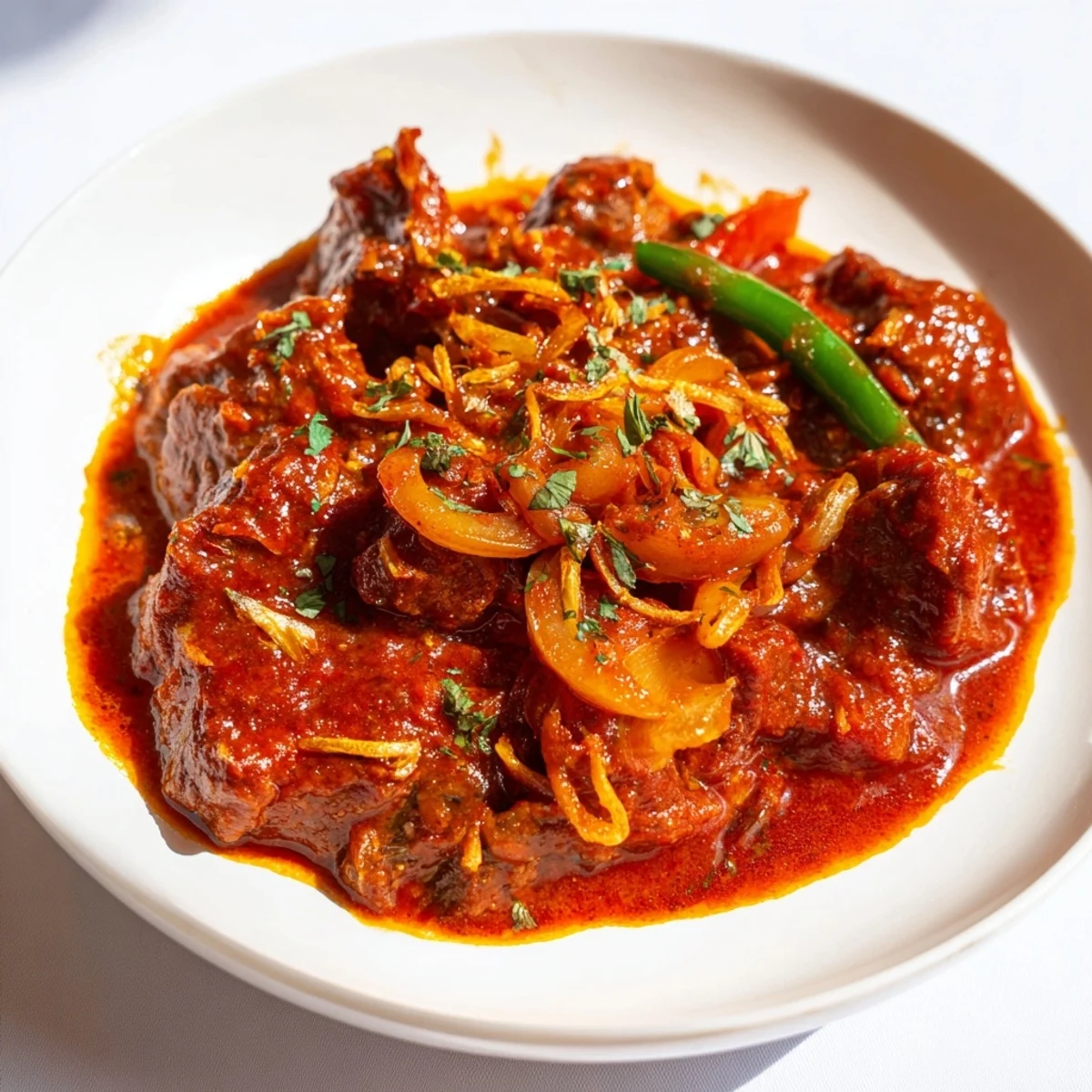 Aromatic Kenyan goat wet fry featuring tender chunks and fresh cilantro garnish