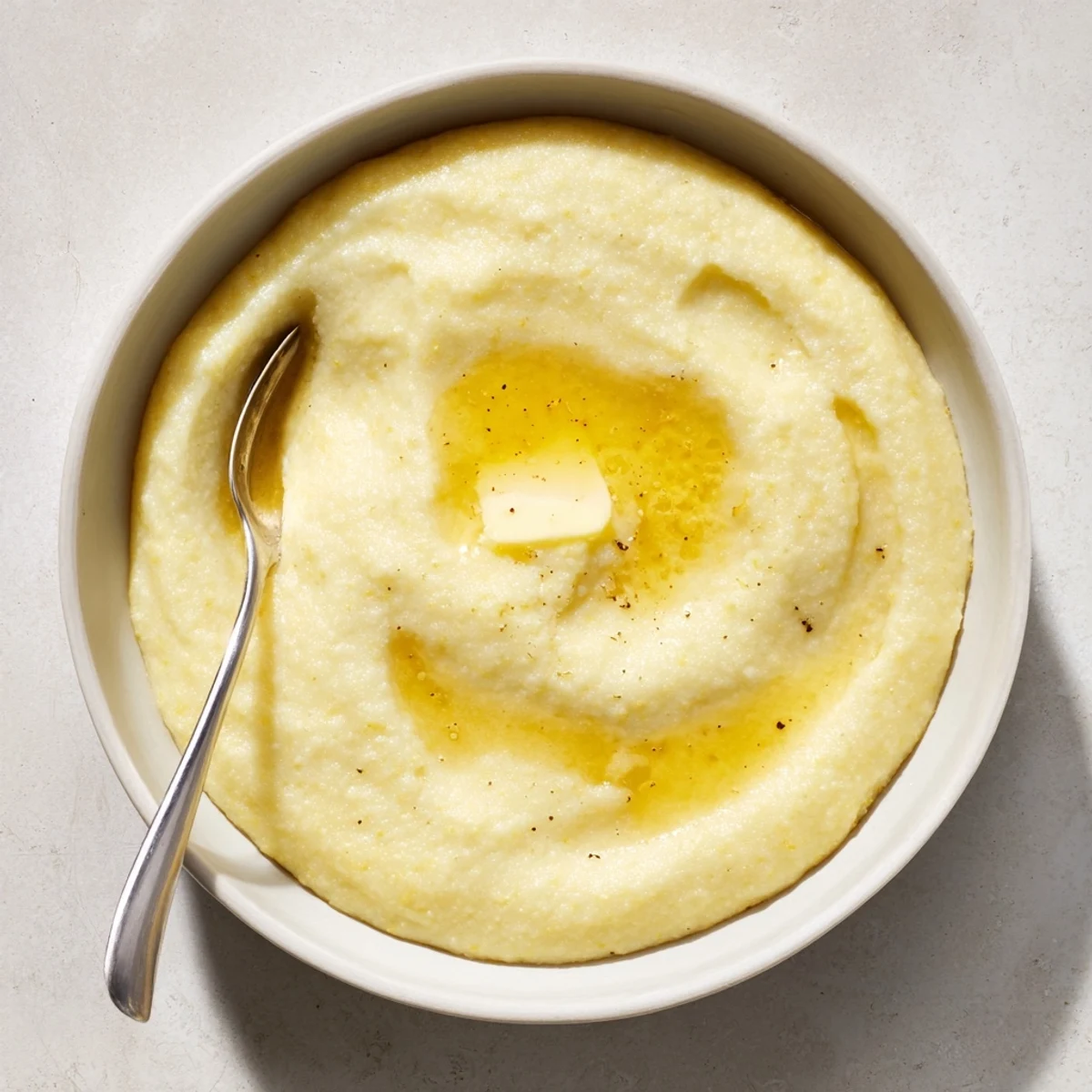 Creamy maize porridge bowl topped with honey and nuts for a comforting breakfast