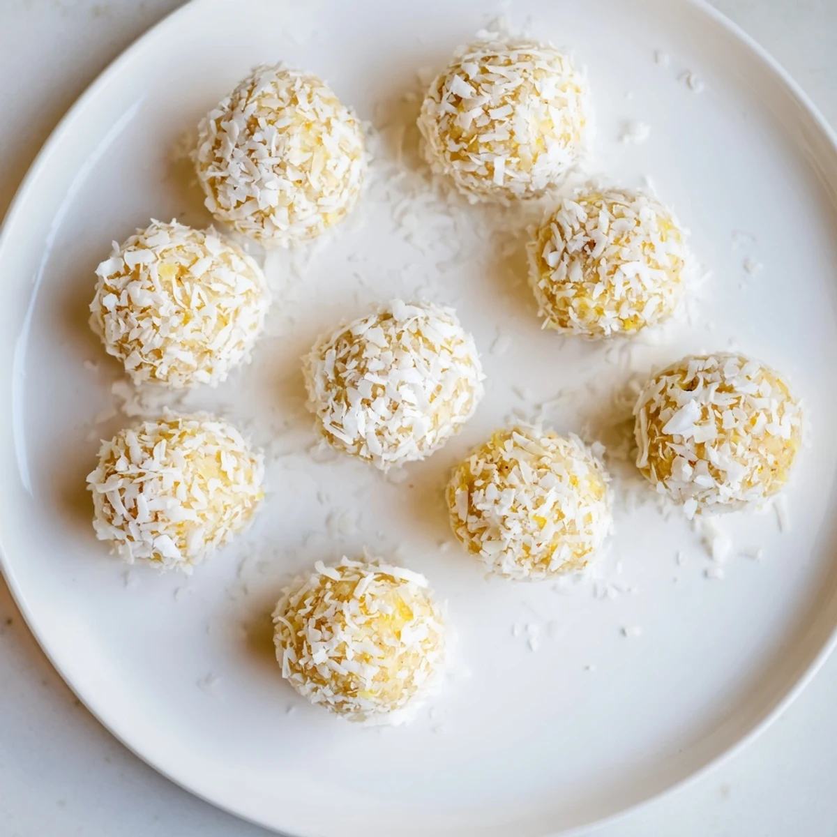 Closeup of no-bake Citrus Bliss Bites rolled in shredded coconut with citrus zest sprinkled on top
