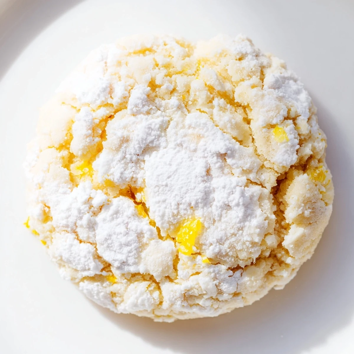 Golden soft chewy lemon cookies with powdered sugar coating on a wire cooling rack