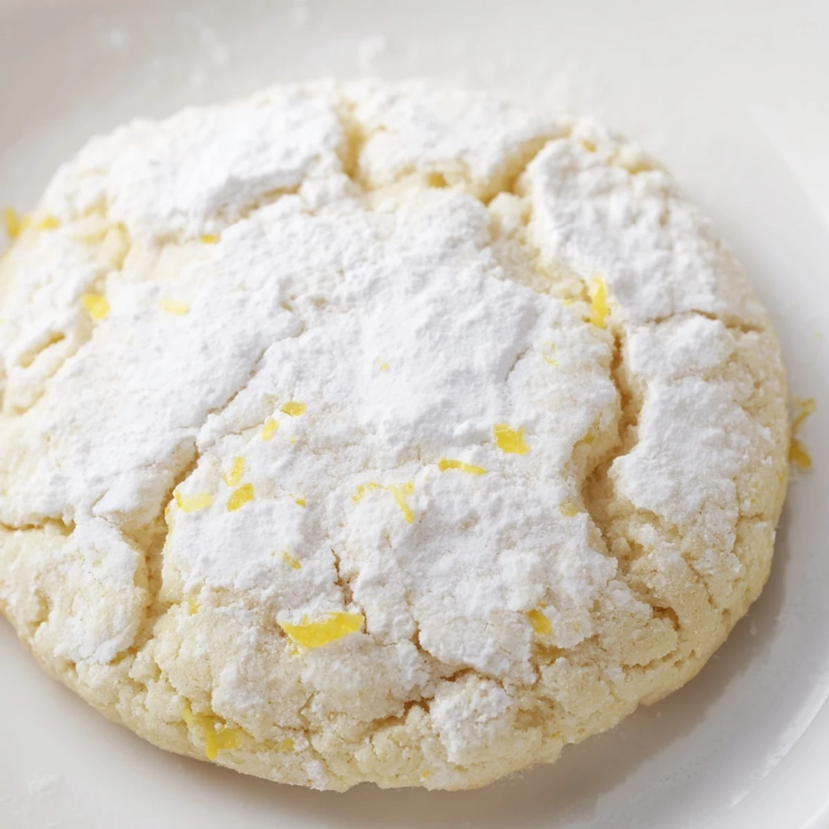 Batch of zesty lemon cookies with slightly underbaked centers fresh from the oven