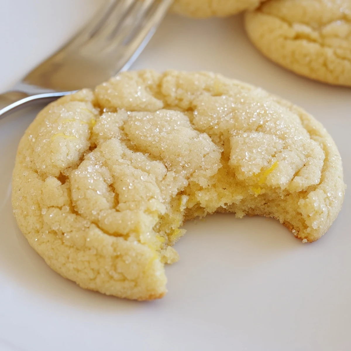 Stack of Soft Chewy Lemon Cookies beside Earl Grey tea, bright citrus bite.