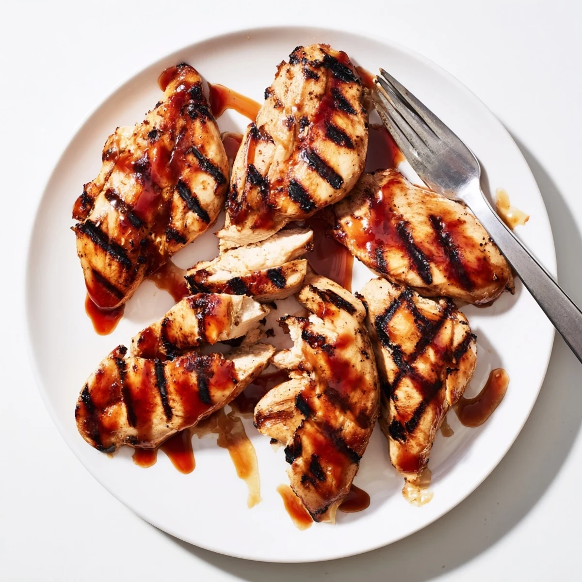 Juicy grilled Coca Cola glazed chicken breast with caramelized grill marks on a rustic plate