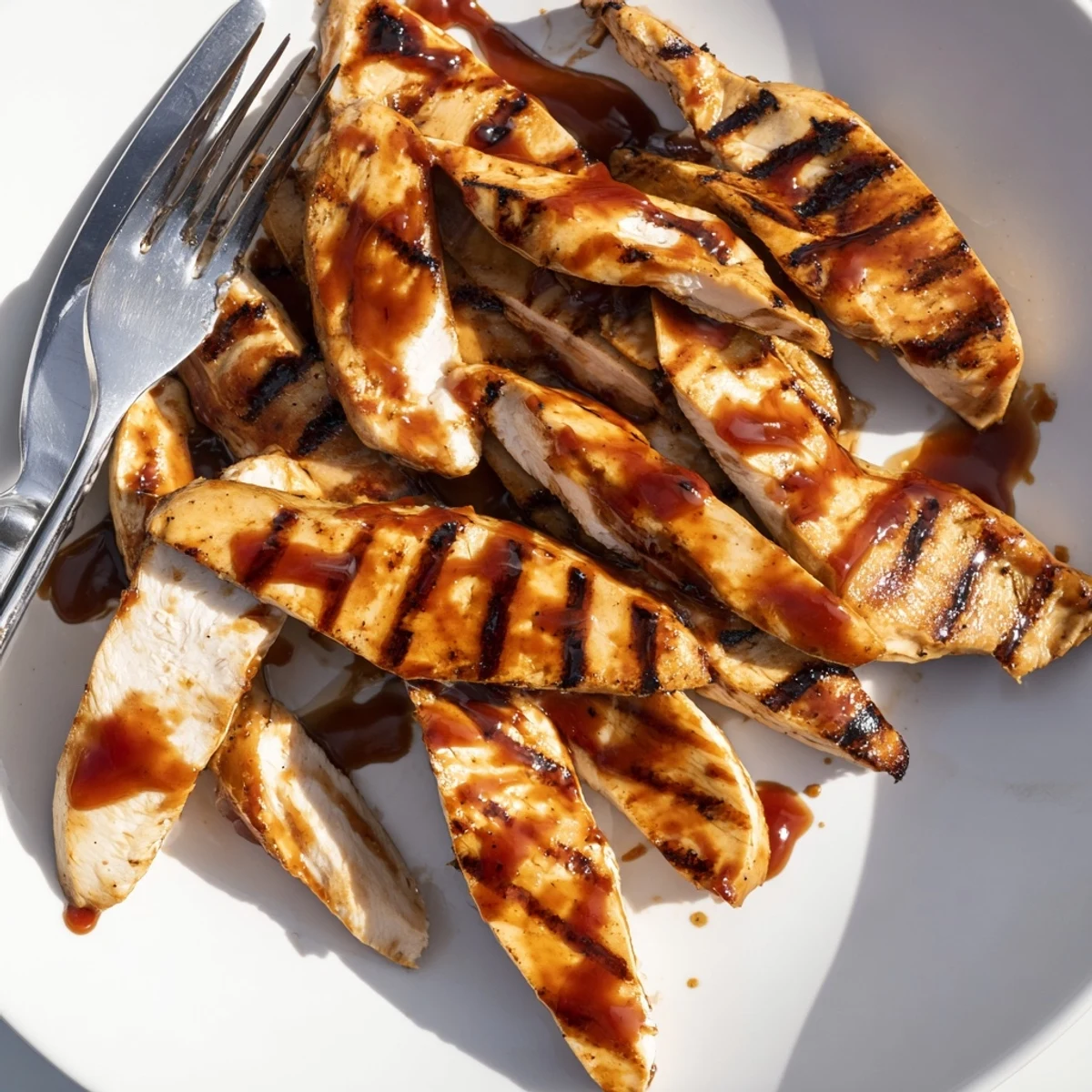 Golden grilled Coca Cola glazed chicken breast sliced open showing tender meat with sticky sweet glaze