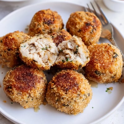 Juicy Sage Onion Chicken Balls with caramelized onions, sage aroma, fork-ready